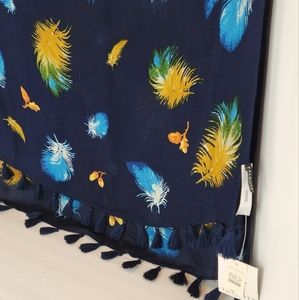 ECHO Modern Floral on Navy Tassled Wrap